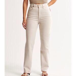 ABERCROMBIE The 90s Straight Ultra High Rise Jeans Stone Cream 31 Long